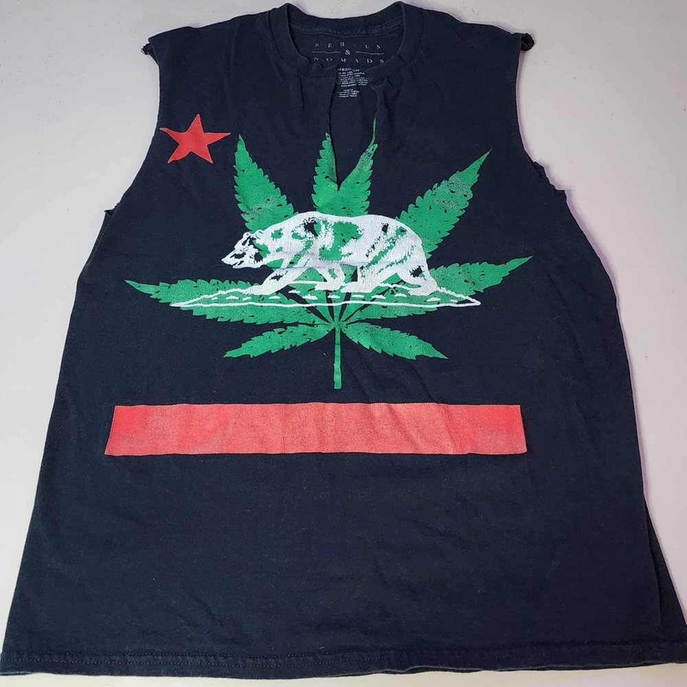California 4:20 Tshirt Cut-Off Sleeves and Cut Collar Punk Goth Size Medium